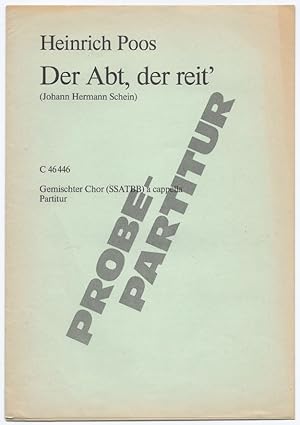 Bild des Verkufers fr Der Abt, der reit' (Johann Hermann Schein). Gemischter Chor (SSATBB) a cappella (= C 46446). Partitur. zum Verkauf von Antiquariat Bcherstapel
