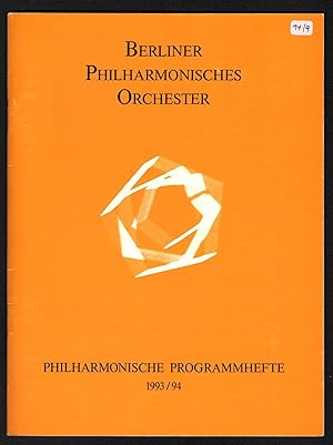 Bild des Verkufers fr Berliner Philharmonisches Orchester. Philharmonische Programmhefte 1993/94, Nr. 31. zum Verkauf von Antiquariat Bcherstapel