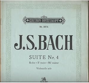 Imagen del vendedor de Suite Nr. 4 Es dur / Eb major / Mib majeur (= Edition Breitkopf, Nr. 3974). Violoncello solo. a la venta por Antiquariat Bcherstapel