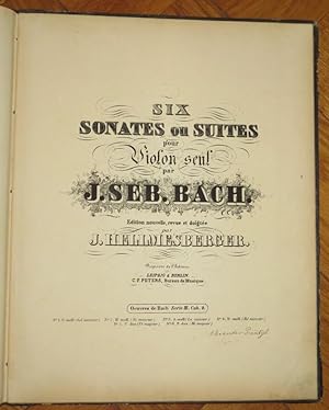 Image du vendeur pour Six sonates ou suites pour Violon seul par J. S. Bach (= Oeuvres de Bach. Serie III. Cah. 4). mis en vente par Antiquariat Bcherstapel