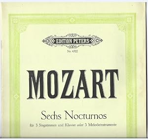 Bild des Verkufers fr Sechs Nocturnos fr 3 Singstimmen und Klavier oder 3 Melodieinstrumente (= Edition Peters, Nr. 4522). Partitur. zum Verkauf von Antiquariat Bcherstapel