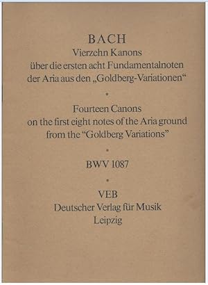 Image du vendeur pour Vierzehn Kanons ber die ersten acht Fundamentalnoten der Aria aus den "Goldberg-Variationen" BWV 1087 (= DVfM 8004). mis en vente par Antiquariat Bcherstapel