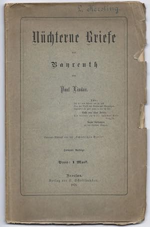 Image du vendeur pour Nchterne Briefe aus Bayreuth von Paul Lindau. mis en vente par Antiquariat Bcherstapel