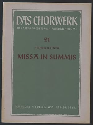 Seller image for Missa in summis zu 6-7 Stimmen fr Singstimmen und Instrumente (= Das Chorwerk, hrsg. v. Friedrich Blume, Heft 21). for sale by Antiquariat Bcherstapel