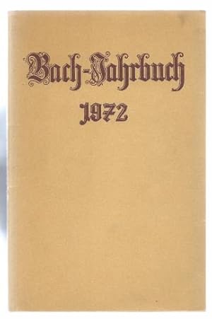 Bild des Verkufers fr Bach-Jahrbuch. 58. Jahrgang 1972. zum Verkauf von Antiquariat Bcherstapel