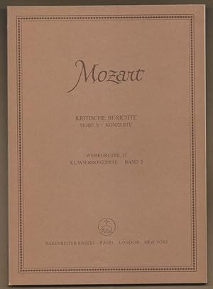 Bild des Verkufers fr Klavierkonzerte KV 413 (387a), 414 (386a), 415 (387b). Anhang: Skizze zum ersten Satz zu KV 414 (386a) (= Wolfgang Amadeus Mozart. Neue Ausgabe smtlicher Werke. Kritische Berichte, Serie V, Werkgruppe 15: Konzerte fr ein oder mehrere Klaviere und Orchester mit Kadenzen, Band 3). BA 4575. zum Verkauf von Antiquariat Bcherstapel