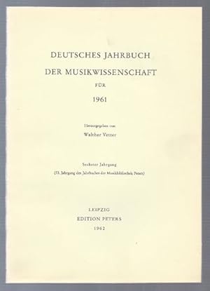 Immagine del venditore per Deutsches Jahrbuch der Musikwissenschaft. 6. Jahrgang 1961. venduto da Antiquariat Bcherstapel