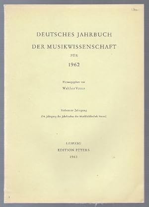 Immagine del venditore per Deutsches Jahrbuch der Musikwissenschaft. 7. Jahrgang 1962. venduto da Antiquariat Bcherstapel