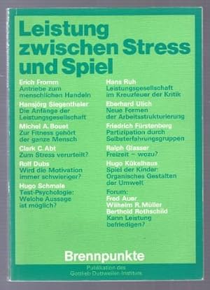 Imagen del vendedor de Leistung zwischen Stress und Spiel. Brennpunkte 6/74. a la venta por Antiquariat Bcherstapel