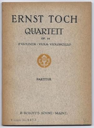 Bild des Verkufers fr Quartett fr zwei Violinen, Viola und Violoncello, Op. 34 (= Edition Schott, Nr. 3472). Taschenpartitur. zum Verkauf von Antiquariat Bcherstapel