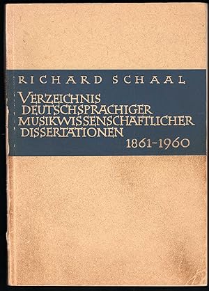 Bild des Verkufers fr Verzeichnis deutschsprachiger musikwissenschaftlicher Dissertationen. 1861-1960 (= Musikwissenschaftliche Arbeiten Nr. 19). zum Verkauf von Antiquariat Bcherstapel