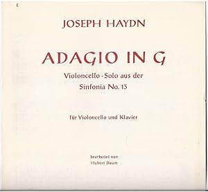 Bild des Verkufers fr Adagio in G. Violoncello-Solo aus der Sinfonia No. 13 fr Violoncello und Klavier. Partitur und Stimme. zum Verkauf von Antiquariat Bcherstapel