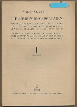 Seller image for I (Psalm 6) (= Die sieben Busspsalmen. Psalmi Davidici, qui poenitentialesnuncupantur, tum omnis generis instrumentorum, cum ad vocis modulationem accomodati (1583). Brenreiter-Ausgabe 921). Partitur. for sale by Antiquariat Bcherstapel