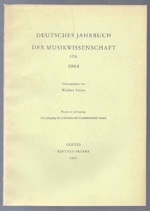 Immagine del venditore per Deutsches Jahrbuch der Musikwissenschaft. 9. Jahrgang 1964. venduto da Antiquariat Bcherstapel