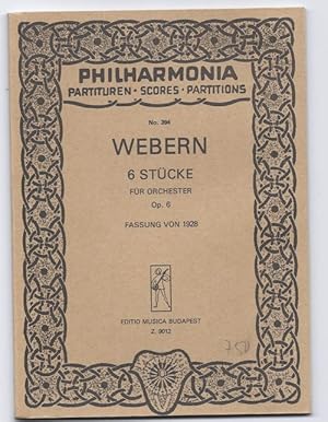 Bild des Verkufers fr 6 Stcke fr Orchester, Op. 6. Fassung von 1928 / Six pieces for orchestra (= Philharmonia Partituren, No. 394 / Editio Musica, Z.9012). zum Verkauf von Antiquariat Bcherstapel