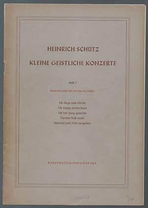 Immagine del venditore per Fnf Konzerte fr ein bis drei Bsse (= Heinrich Schtz. Kleine geistliche Konzerte, Heft 7. Brenreiter-Ausgabe 1705). venduto da Antiquariat Bcherstapel