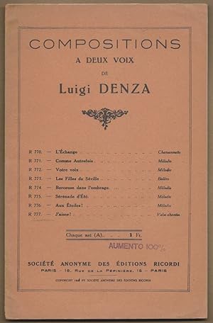 Image du vendeur pour J'aime. Valse chantee (= Compositions a deux voix de Luigi Denza, R. 777) [Partitur]. mis en vente par Antiquariat Bcherstapel