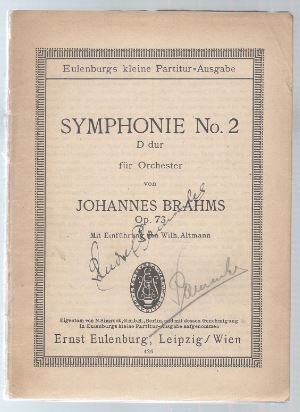 Bild des Verkufers fr Symphonie No. 2 D-Dur op. 73 (= Eulenburgs kleine Partitur-Ausgabe, No. 426). zum Verkauf von Antiquariat Bcherstapel