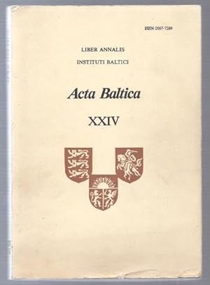 Bild des Verkufers fr Acta Baltica (= Liber Annalis Instituti Baltici, XXIV 1986). zum Verkauf von Antiquariat Bcherstapel