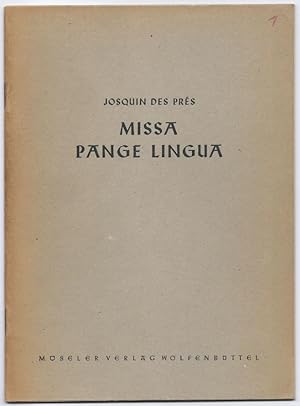 Image du vendeur pour Missa Pange Lingua zu 4 Stimmen (= Das Chorwerk, hrsg. v. Friedrich Blume, Heft 1). mis en vente par Antiquariat Bcherstapel