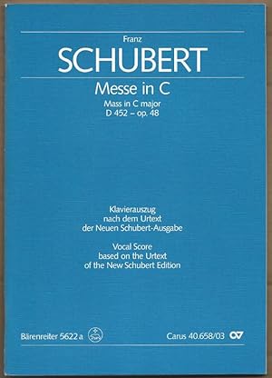 Seller image for Messe in C / Mass in C major D 452 (op. 48) fr Soli SATB, Coro SATB, 2 Violini, Violoncello, Contrabasso und Organo, 2 Oboi o Clarinetti ad libitum, 2 Trombe e Timpani ad libitum (= Carus CV 40.658/03 / Brenreiter BA 5622a). Klavierauszug. for sale by Antiquariat Bcherstapel