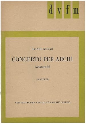 Image du vendeur pour Concerto per archi (= DVfM 1631). Conatum 36. Partitur. mis en vente par Antiquariat Bcherstapel