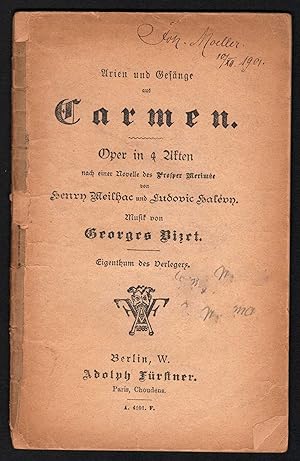 Bild des Verkufers fr Arien und Gesnge aus Carmen. zum Verkauf von Antiquariat Bcherstapel