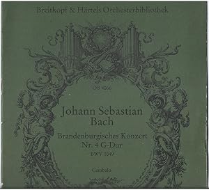 Seller image for Brandenburgisches Konzert Nr. 4 G-Dur BWV 1049 (= Breitkopf & Hrtels Orchesterbibliothek, Nr. 4066). Cembalo. for sale by Antiquariat Bcherstapel