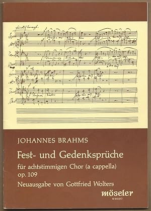 Bild des Verkufers fr Fest- und Gedenksprche fr achtstimmigen Chor (a cappella), Op. 109 (= Mseler M 64.017). zum Verkauf von Antiquariat Bcherstapel