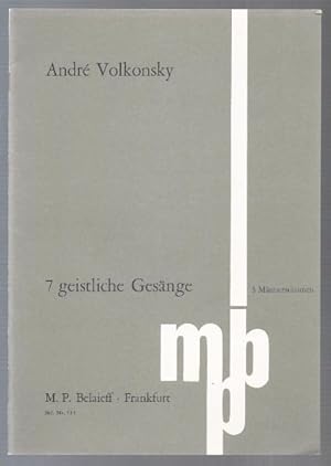 Image du vendeur pour 7 geistliche Gesnge fr 3 Mnnerstimmen (Solo oder Chor) (= Belaieff, Nr. 513). Partitur. mis en vente par Antiquariat Bcherstapel