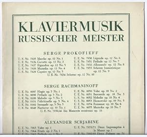 Image du vendeur pour Klavierwerke / Compositions pour piano. Deux Poemes op. 71 [No. 1] (= Klaviermusik russischer Meister. Universal-Edition Nr. 7882). mis en vente par Antiquariat Bcherstapel