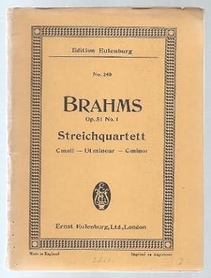 Bild des Verkufers fr Streichquartett c-Moll - Ut mineur - C minor op. 51, No. 1 (= Edition Eulenburg, No. 240). Partitur. zum Verkauf von Antiquariat Bcherstapel