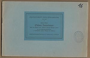 Immagine del venditore per Sieben Variationen ber ein Thema von Johann Philipp Krieger aus den "Sechs Musicalischen Partien 1697" fr ein Melodieinstrument (c-Blockflte, Fidel, Geige) und Klavier (= Zeitschrift fr Spielmusik, 35. Heft). venduto da Antiquariat Bcherstapel