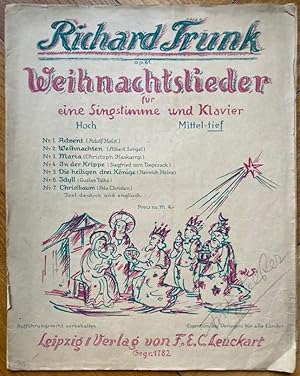 Bild des Verkufers fr Weihnachtslieder fr eine Singstimme und Klavier, Op. 61. Mittel-tief. zum Verkauf von Antiquariat Bcherstapel