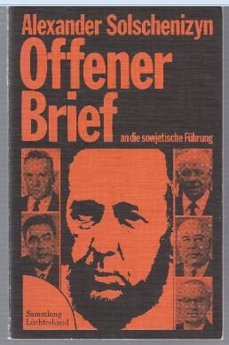 Bild des Verkufers fr Offener Brief an die sowjetische Fhrung (Sept. 1973). Lebt nicht mit der Lge (Febr. 1974). Sammlung Luchterhand. zum Verkauf von Antiquariat Bcherstapel