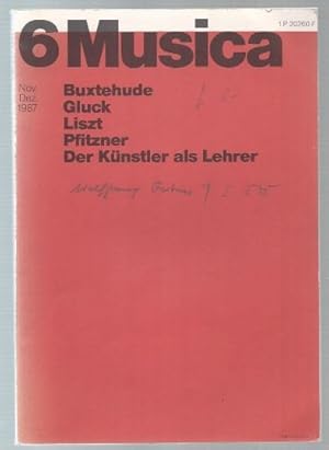 Seller image for Musica November/Dezember 1987. Zweimonatsschrift. for sale by Antiquariat Bcherstapel