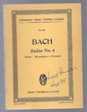 Immagine del venditore per Suite No. 4 D-Dur fr 3 Oboen, Fagott, 3 Trompeten, Pauken, 2 Violinen, Viola und Continuo (= Eulenburgs kleine Partitur-Ausgabe, No. 861). venduto da Antiquariat Bcherstapel