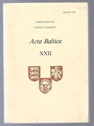 Bild des Verkufers fr Acta Baltica (= Liber Annalis Instituti Baltici, XXII 1982). zum Verkauf von Antiquariat Bcherstapel