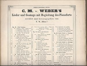 Image du vendeur pour Das Mdchen an das erste Schneeglcken "Was bricht hervor", Op. 71 No. 3 (= C. M. v. Weber's Lieder und Gesnge mit Begleitung des Pianoforte revidirt und herausgegeben von F. W. Jhns, 36). Ausg. fr Alt oder Baryton. mis en vente par Antiquariat Bcherstapel