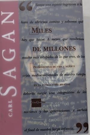 Imagen del vendedor de Miles de millones pensamientos de vida y muerte en la antesala del milenio a la venta por Librera Alonso Quijano