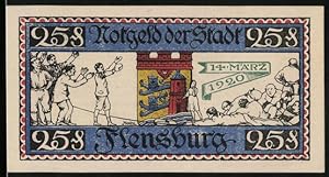 Bild des Verkufers fr Notgeld Flensburg 1920, 25 Pfennig, Die Verlierer des Taziehens liegen am Boden zum Verkauf von Bartko-Reher