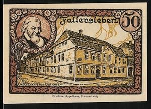 Bild des Verkufers fr Notgeld Fallersleben 1920, 50 Pfennig, Geburtshaus von Hoffmann von Fallersleben zum Verkauf von Bartko-Reher