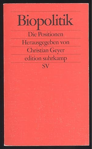 Bild des Verkufers fr Biopolitik. Die Positionen. zum Verkauf von Versandantiquariat Markus Schlereth