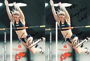 Bild des Verkufers fr Sabine Schulte German High Jump Athletics 2x Hand Signed Photo s zum Verkauf von Postcard Finder