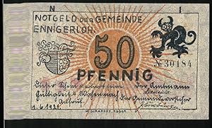 Bild des Verkufers fr Notgeld Ennigerloh 1921, 50 Pfennig, Zeitungsleser, Marmelade-Eimer zum Verkauf von Bartko-Reher