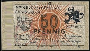 Bild des Verkufers fr Notgeld Ennigerloh 1921, 50 Pfennig, Wappen, Finanzamt zum Verkauf von Bartko-Reher