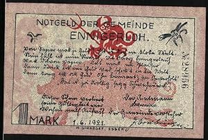 Bild des Verkufers fr Notgeld Ennigerloh 1921, 1 Mark, Teufel mit Dreizack, Eule zum Verkauf von Bartko-Reher