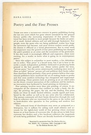 [Offprint]: Poetry and the Fine Presses