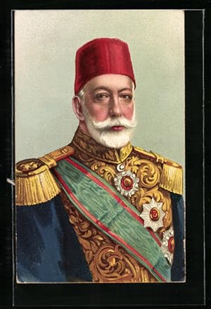 Künstler-Ansichtskarte Mehmed V. in Uniform