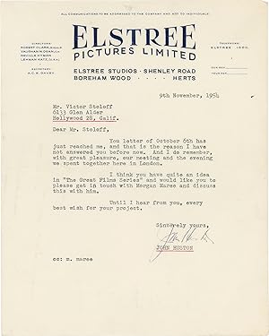 Typed Letter Signed to Victor Stoloff regarding "The Great Films Series"